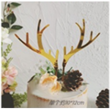 Cake topper gewei goud